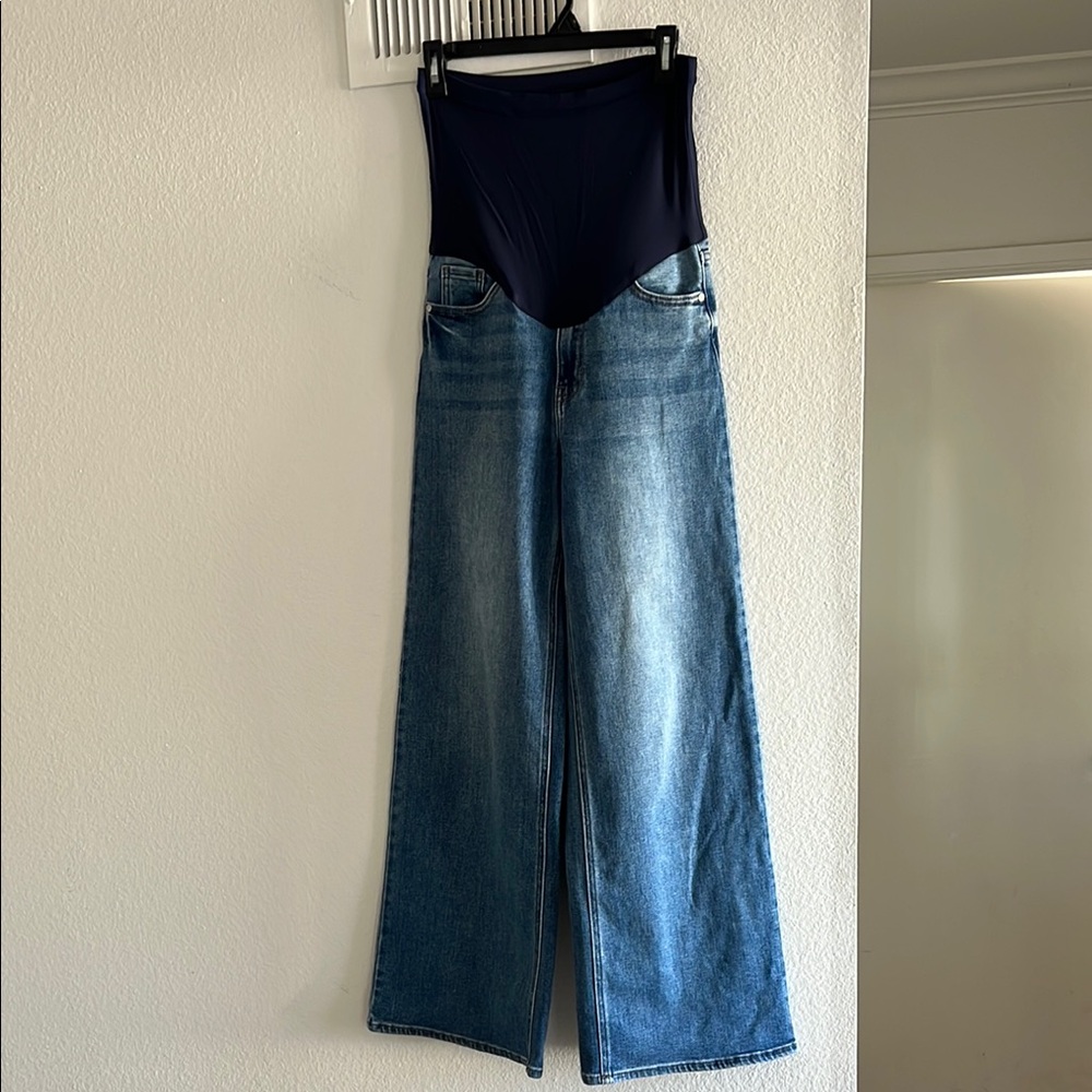 Pinkblush maternity Blue wide leg maternity jeans, size 24